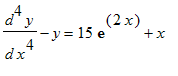 d^4*y/(d*x^4)-y = 15*exp(2*x)+x