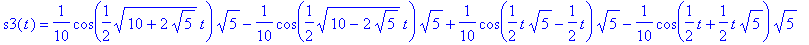 s3(t) = 1/10*cos(1/2*sqrt(10+2*sqrt(5))*t)*sqrt(5)-...